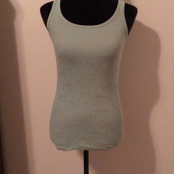 a new day Tops - A New Day Sage Tank with Gold Accents Small EUC